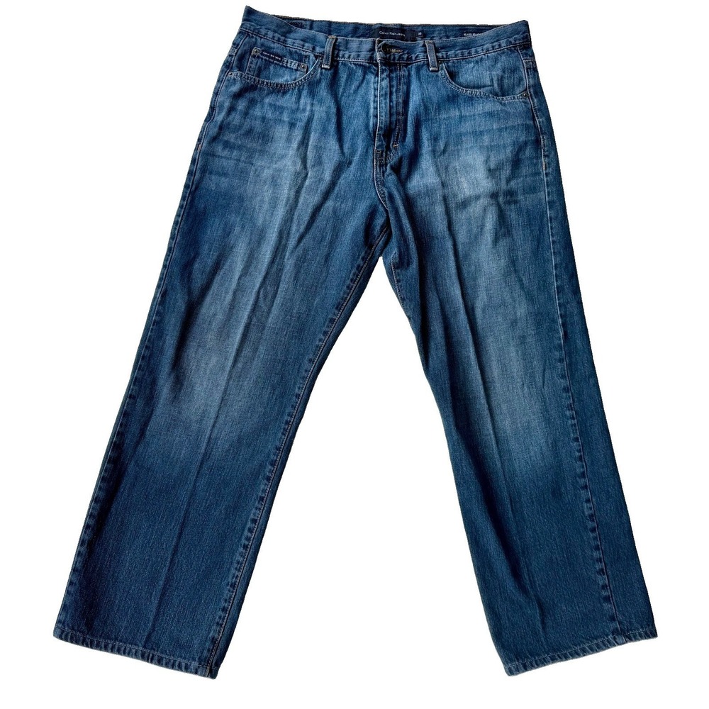 Calvin Klein Jeans Mens 36x30 Relaxed Straight Medium Wash 100% Cotton